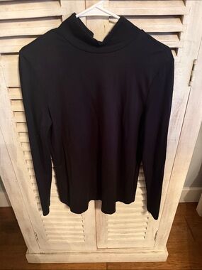 Classic Black Long-Sleeve Mock Neck Top - Women